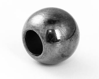 100 pcs Gunmetal Smooth Ball Spacer Beads - 10mm - Large Hole: 4.7mm - Fits European Cords and Paracord!