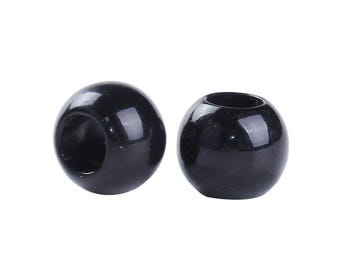 100 pcs Black Smooth Ball Spacer Beads - 10mm - Large Hole: 4.7mm - GLOSSY - Fits European Cords and Paracord!