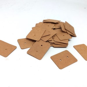 100 pcs. Brown Cardboard Paper Jewelry Earrings Earring Rectangle Display Cards Tags Labels 2 Holes 35mm x 25mm 1.38 x 1 image 3