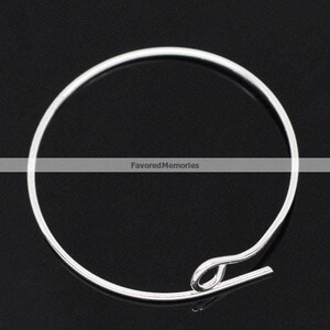 200 pcs. Silver Plated Unbent Wine Charm/Earwire Hoop Rings - 25mm- 21 Gauge