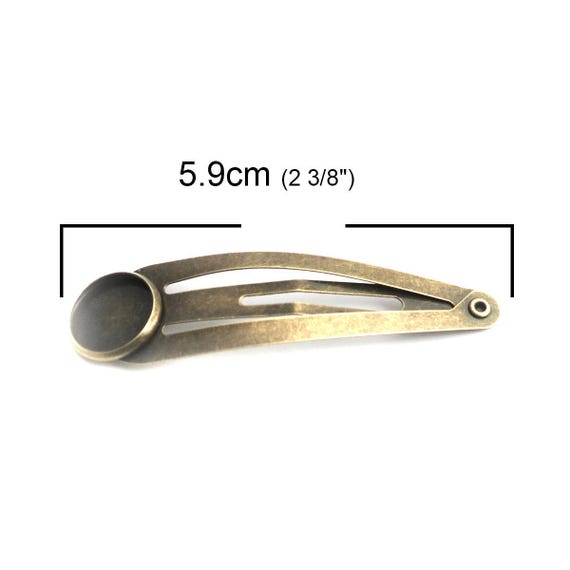 10 pcs. - Antique Bronze Hair Banana Clips Cabochons Bezels  - 59mm (2 3/8") x 16mm (5/8") - 12mm Glue Pad