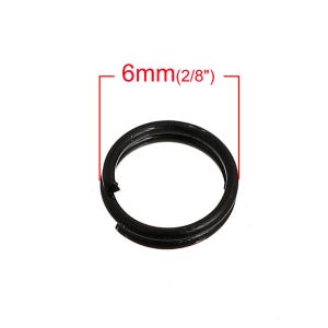 100 pcs Double Rings - Black Plated Split Open Jump Rings - 6mm - 21 Gauge (0.7mm Thick)