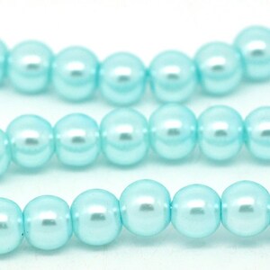 3mm Light Blue Glass Pearl Imitation Round Beads - 24 inch strand - Approx. 195 beads - Hole Size: 0.5mm