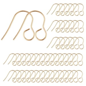 Lot de 100 crochets de boucles d'oreilles en acier inoxydable 316 avec anneau - 18 mm x 15 mm - Grand trou : 4,6 mm - Doré