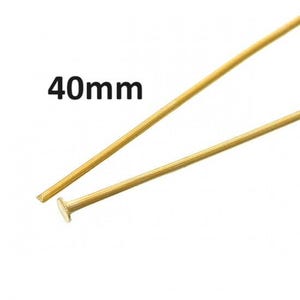 100 pcs. Gold Plated Flat Head Pins - 40mm (1.57 inch) x 0.7mm (21 Gauge)