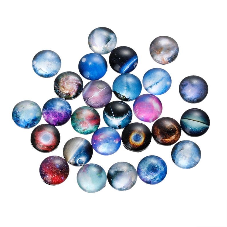 10 Pcs Circle Galaxy Universe Glass Round Dome Seals Tiles - Etsy
