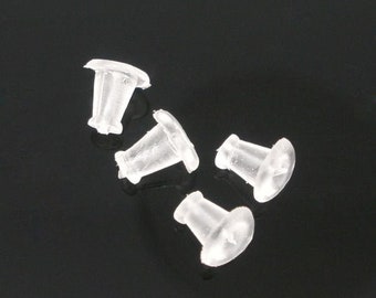 100pcs (50 Pairs) Clear Rubber Earring Back Stoppers - 5mm x 5mm - Triangle