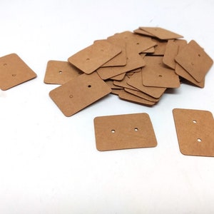 100 pcs. Brown Cardboard Paper Jewelry Earrings Earring Rectangle Display Cards Tags Labels 2 Holes 35mm x 25mm 1.38 x 1 image 2