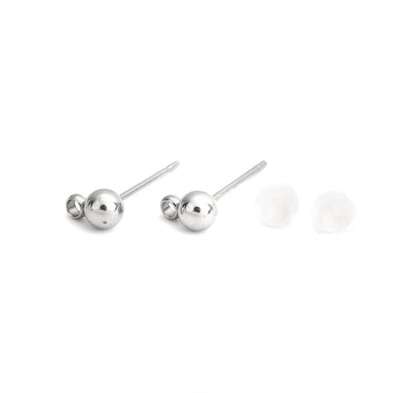 10 Pcs. 5 Pairs 304 Stainless Steel Earring Ball Posts Etsy
