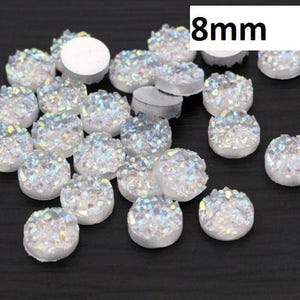 10 cabujones de resina drusa transparentes multicolores - 8 mm