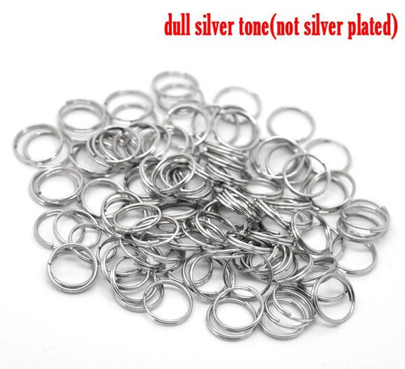 500 pcs Double Rings Silver Tone Open Jump Split Rings 7mm 22 Gauge image 2