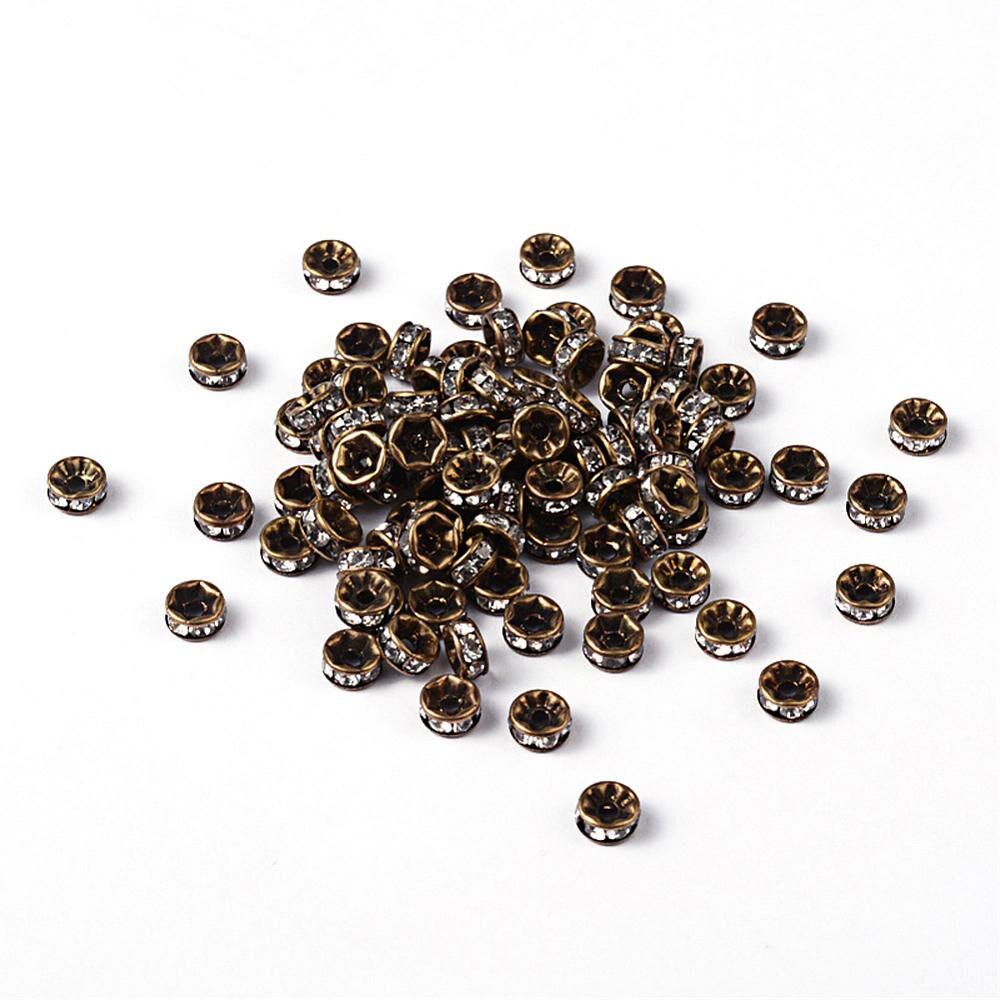 200pcs 6mm Crystal Rondelle Spacer Beads – Grade AAA Silver Plated