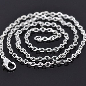 1 pc. Silver Plated Cable Chain Link Necklaces 18&quot; - (3x2mm) - Lobster Clasp