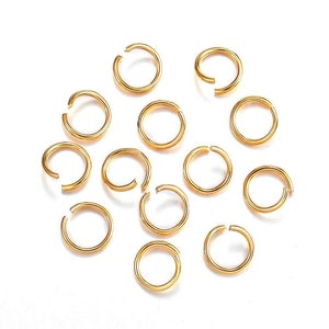 20 pcs Stainless Steel Open Jump Rings 8mm - 18 Gauge (1mm Thick) - Gold Plated - High Quality!