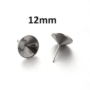10 pcs. (5 pairs) 304 Stainless Steel Earring Cone Posts Studs - For 12mm Pointed Back Rhinestones