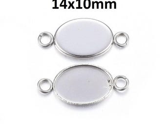 10-tlg. 304 Edelstahl Silberton Oval Lünette Cabochon Cameo Stecker Tags Tabletts - 14 mm x 10 mm Klebepad - widerstandsfähig gegen Anlaufen!