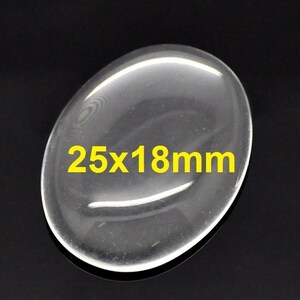 10 pcs. Oval Clear Round Glass Dome Seals Tiles - 25x18mm (1 x 0.71 in) - 25mm x 18mm