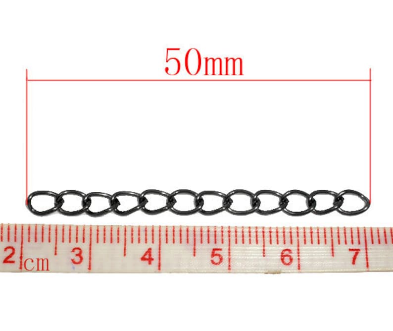 50x3mm 100 pcs 2 inch each - Gunmetal Extender Extension Chain Links Tails