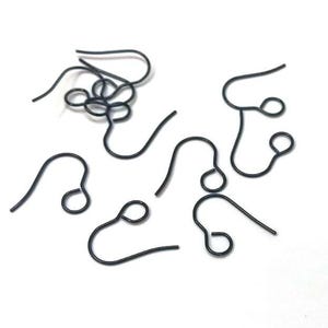 50 ganchos para pendientes de acero inoxidable 304 con argolla - 19 mm x 14 mm - Argolla grande: 6 mm - Negro