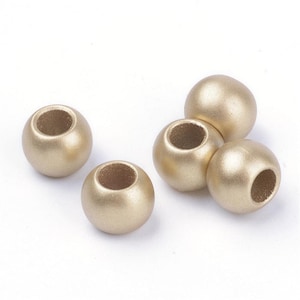 100 pcs Golden Matte Smooth Acrylic Ball Spacer Beads - 11.5mm - Large Hole: 5.5mm - Fits European Cords and Paracord!