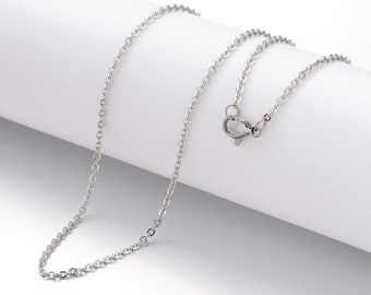 10 pcs. 304 Stainless Steel Silver Tone Cable Chain Necklaces - 45cm (17.7") - 1.5mm