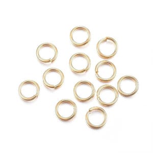 50 pcs 304 Stainless Steel Open Jump Rings 5mm - 18 Gauge (1mm Thick) - Gold Plated - High Quality!