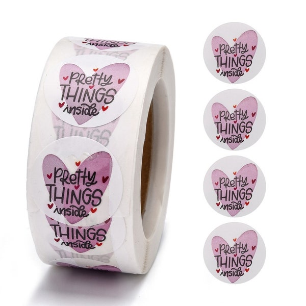 1 Roll of 500 pcs. Pretty Things Inside Packaging Shipping Stickers - 1" (25mm)