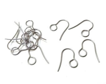 100 Stück 304 Edelstahl Ohrring Haken mit Öse - 19 mm x 14 mm - Große Öse: 6 mm