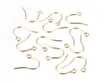 100 pcs 304 Stainless Steel Golden Earring Hooks with Loop Hole - 18mm x 18mm - Tarnish Resistant! 18K Gold Plated