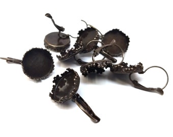 10 pièces. Antique Bronze Boucles d’oreilles Clips Réglages Levier Back Lunettes Cabochons - 15mm Glue Pad Réglage