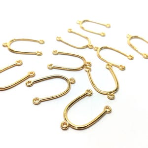 20 pcs. Gold Plated U-Shaped 3 Hole Connectors - 3 Holes - 27mm x 18mm - Hole Size: 1.5mm - Great for Earrings! 3 Loops