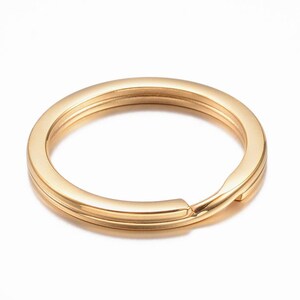 5 pcs. 304 Stainless Steel Golden Split Rings Key Rings - 25mm (1 inch) - Tarnish Resistant! - 2mm Thick
