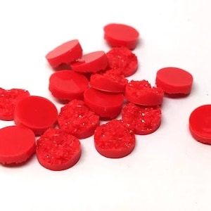 10 cabujones de resina drusa rojos de 12 mm
