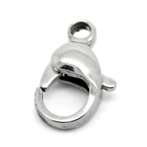 10 pezzi di chiusure a moschettone in acciaio inox 304 - 16 mm x 10 mm - Chiusure a griffe - Anallergiche! Resistenti all'ossidazione!