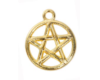 10 pcs. Gold Plated Pentagram Charms Pendants - 20mm X 17mm - Hole Size: 2.2mm