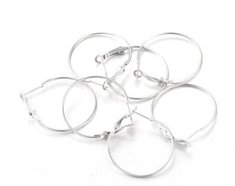 20 pcs (10 pairs) Silver Tone Earring Hoops - 35mm (1.38 inch)