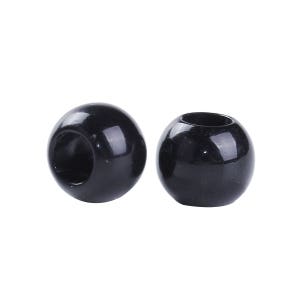 100 pcs Black Smooth Ball Spacer Beads - 10mm - Large Hole: 4.7mm - GLOSSY - Fits European Cords and Paracord!