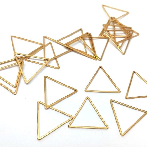 10 pcs Stainless Steel Golden Triangle Metal Dangle Charms Pendants - 23mm x 20mm - 0.91" - Great for Making Fringe Earrings and Dangles!