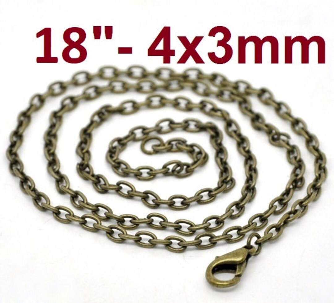 12 Pcs. Antique Bronze Chain Link Necklaces 18 4mm X Etsy