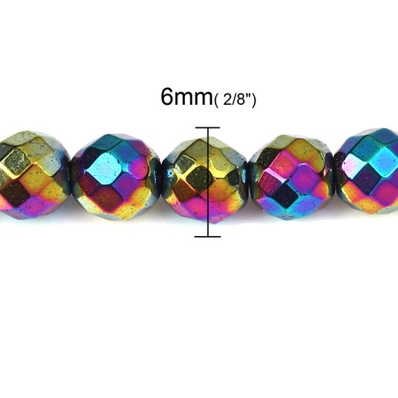 Round Faceted Multi-color Hematite Metal Bead Spacers For Jewelry Making  15