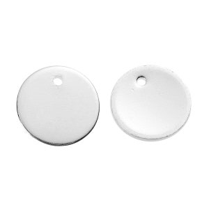 10 Pcs. Silver Plated Circle Round Stamping Tags - 10mm (1cm) - Hole ...