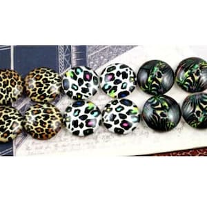 12 Stück Sortiment von Circle Leopard Glas Runde Kuppel Dichtungen Fliesen Cabochons - 12 mm - Set 1