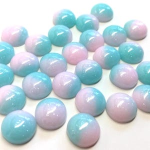 10 pcs Druzy Resin Embellishment Cabochons - 12mm - Glitter Style - Blue and Pink - Bi-Color