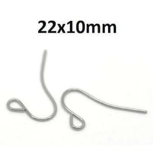 100 pcs Silver Tone Earring Hooks with Loop Hole - 22mm x 10mm - Hole Size: 1.9mm