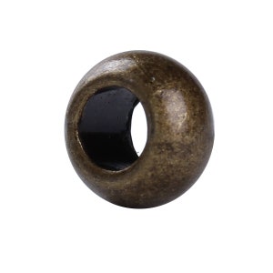 50 pcs Antique Bronze Metal Smooth Ball Spacer Beads - 9mm - Large Hole: 4.5mm - Fits European Cords and Paracord!