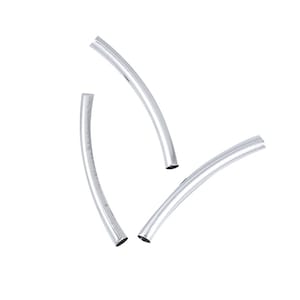 50 pcs. Silver Plated Noodle Tube Long Thin Smooth Curved Beads - 50mm x 5mm (2&quot; x 0.2&quot;) - Hole Size: 4.1mm -Made of Copper! High Quality!