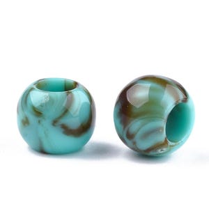 75 pcs Turquoise Smooth Gemstone Style Acrylic Ball Spacer Beads - 12mm - Large Hole: 5.5mm - Fits European Cords and Paracord!
