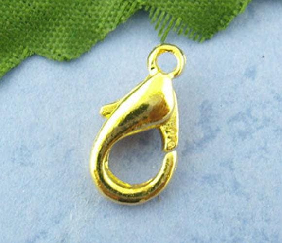 100pcs Solid Brass Lobster Clasps – 12x6mm Gold Finish For Jewelry Making