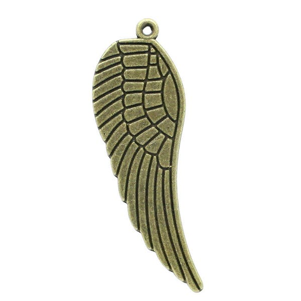 10 pcs. LARGE Tibetan Antique Bronze Wings Charms - 16mm x 48mm - (1 7/8")