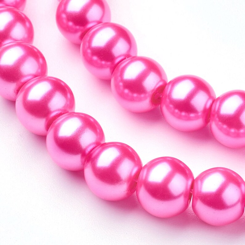 8mm Hot Pink Glass Pearl Imitation Round Beads 32 inch Etsy